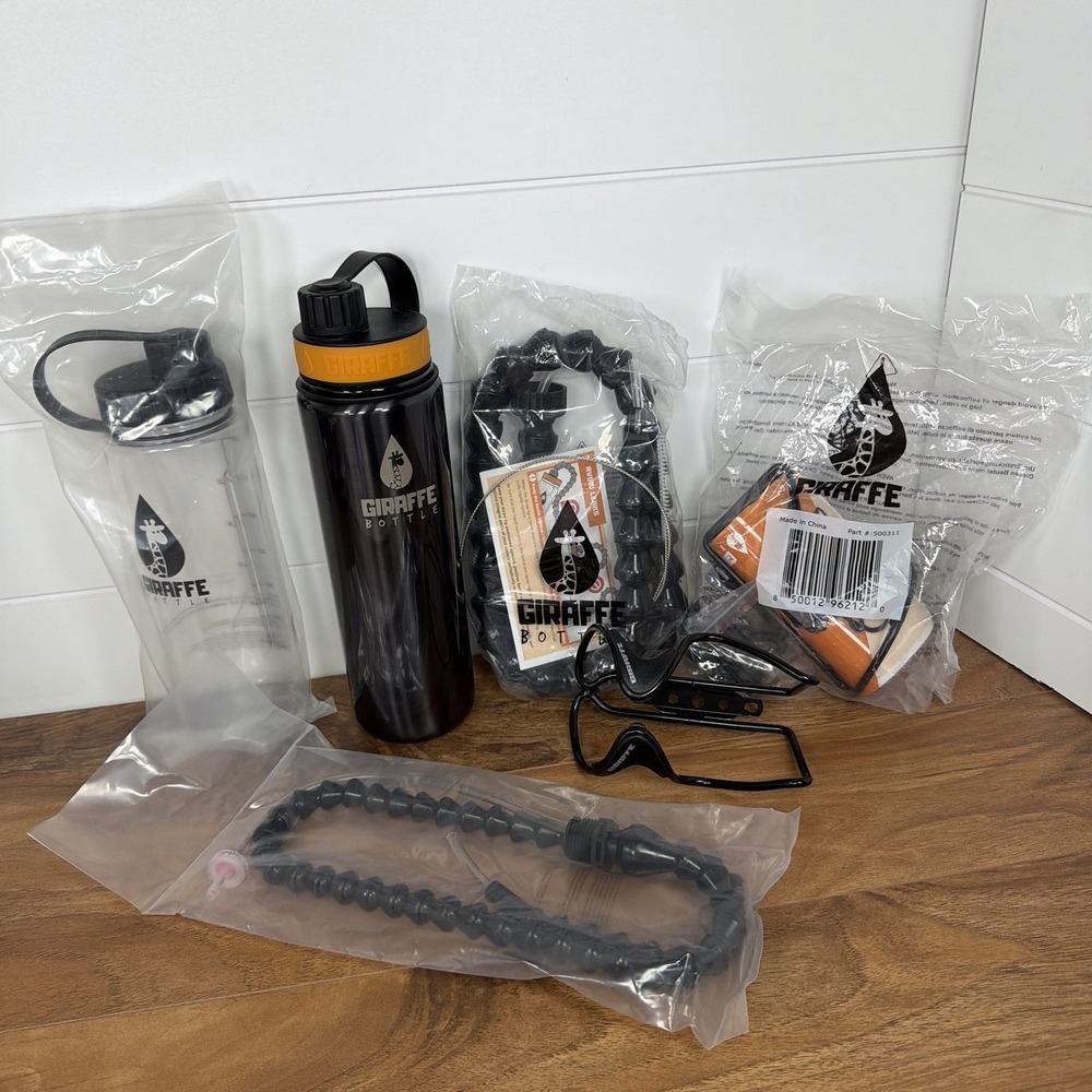 New Giraffe Water Bottle System Lot Hand Free Biking Cycling Holder Straw